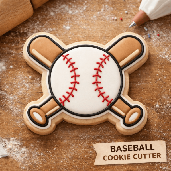 Baseball with Crossed Bats Cookie Cutter
