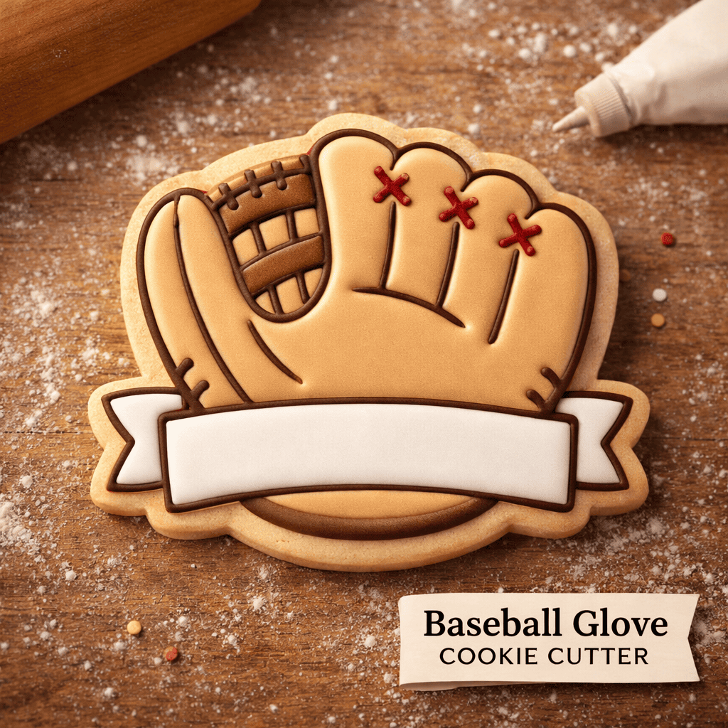Baseball Glove with Name Banner Cookie Cutter - Image 3