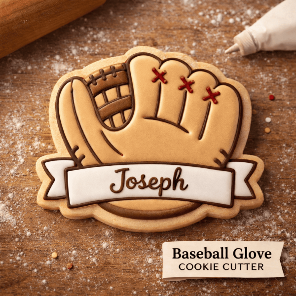 Baseball Glove with Name Banner Cookie Cutter