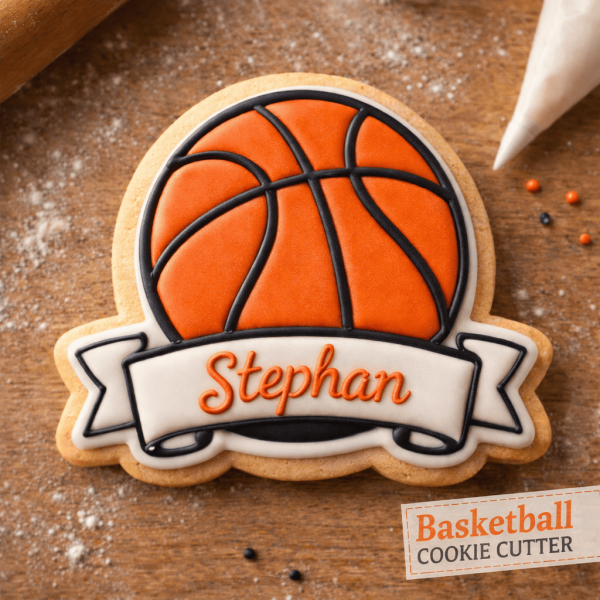 Basketball with Name Banner Cookie Cutter