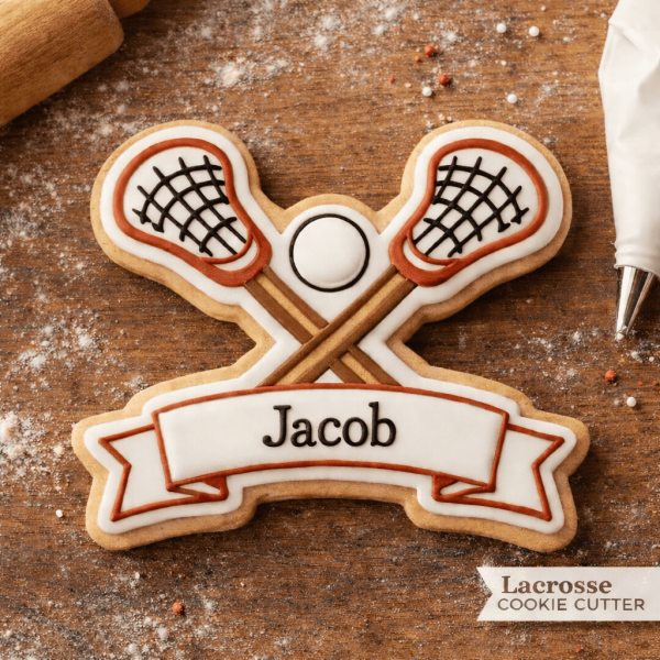 Lacross Sticks with Name Banner Cookie Cutter