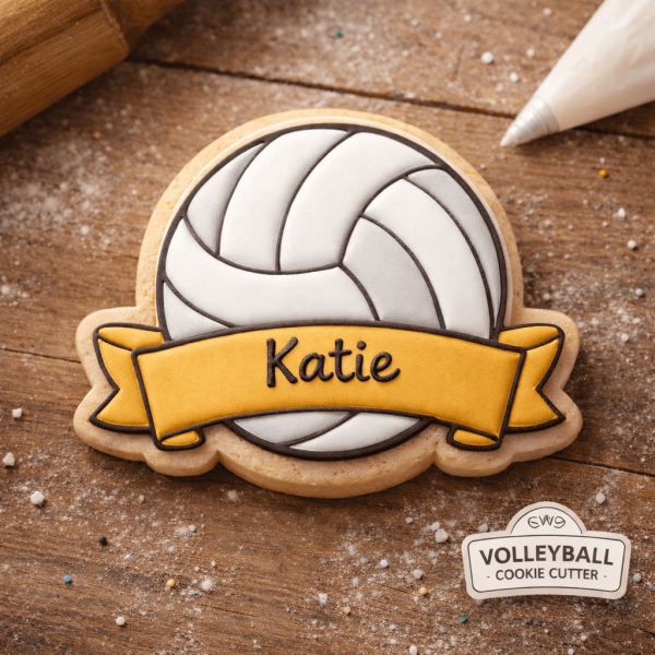 Volleyball with Name Banner Cookie Cutter