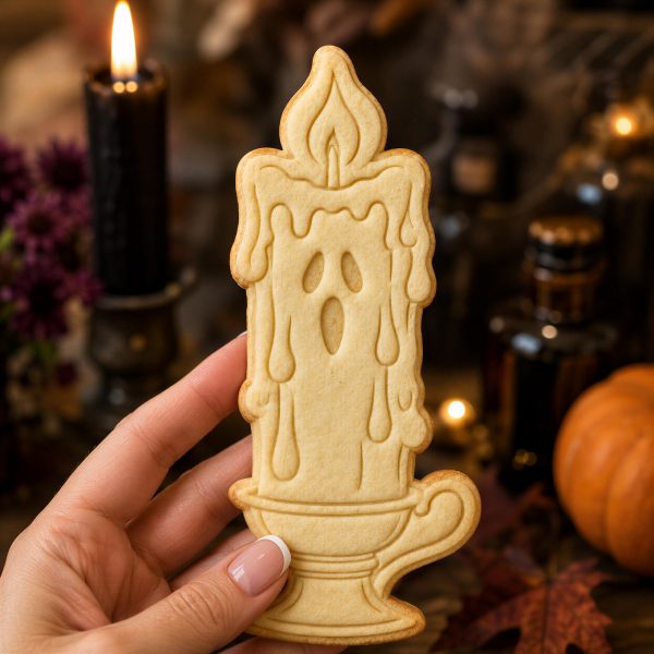Alternative view of Ghost Candle Cookie Cutter And Stamp, Spooky Halloween Baking Tool - Haunted Treat Imprint, Party Favor