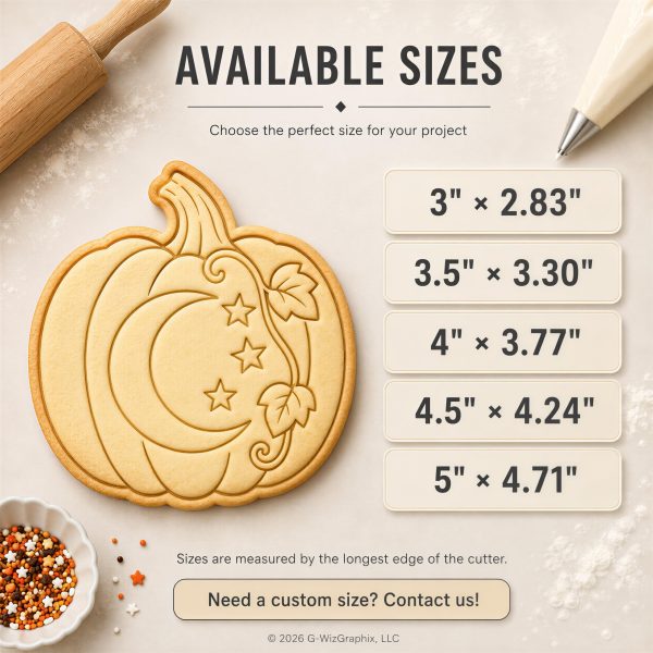 Pumpkin Moon & Stars Cookie Cutter and Stamp | Celestial Fall Cookie Cutter | Halloween Pumpkin Embosser | Autumn Baking - Image 3