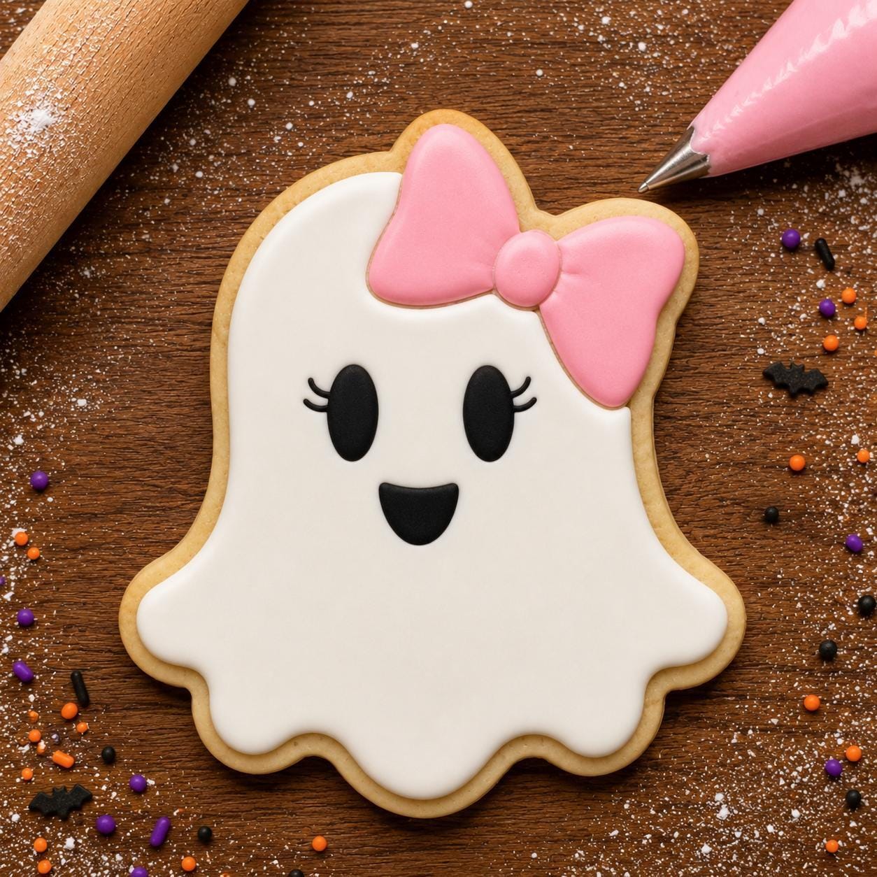 Ghost with Bow Cookie Cutter & Stamp | Halloween Baking Tool - Image 2