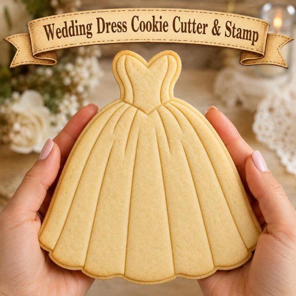 Wedding Dress Cookie Cutter Stamp | Bridal Shower, Wedding Favor Baking Tool