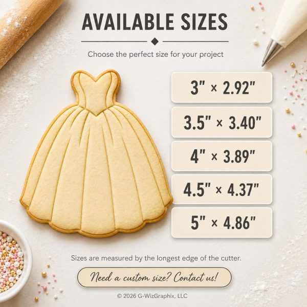 Wedding Dress Cookie Cutter Stamp | Bridal Shower, Wedding Favor Baking Tool - Image 4