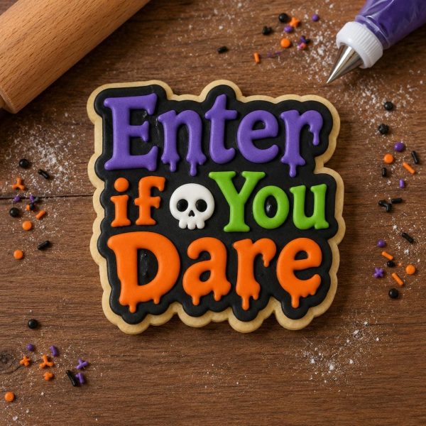 Alternative view of Enter if You Dare Cookie Cutter & Stamp | Halloween Cookie Cutter | Spooky Halloween Cookies | Haunted House Party | Trick or Treat Baking