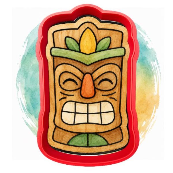 Alternative view of Tiki Head Cookie Cutter, Tiki Stamp Cutter, Luau Cookie Cutter, Hawaiian Cookie Cutter, Tropical Cookie Cutter, Cutter + Stamp