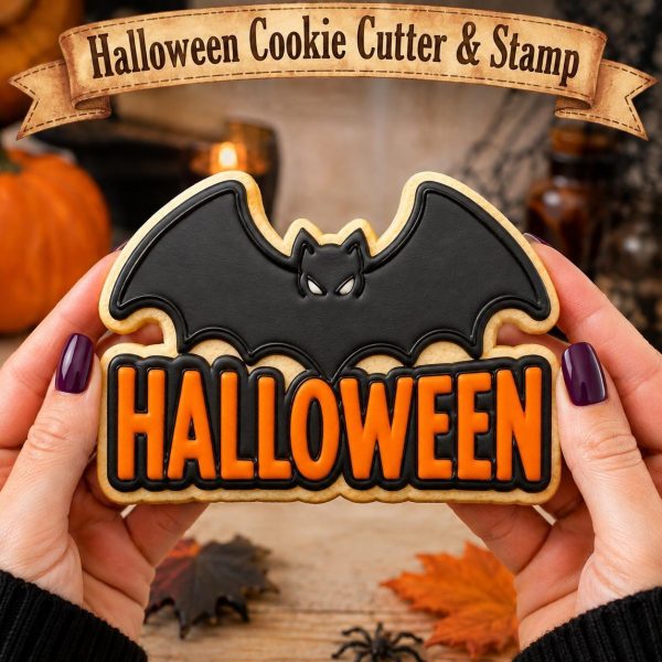 Halloween Bat Cookie Cutter & Stamp – Spooky Sugar Cookie Decorating Tool