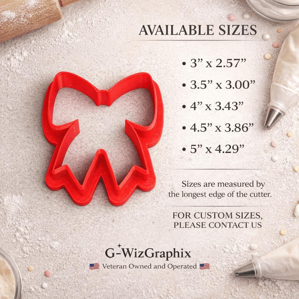 Bow Cookie Cutter – Wedding - Holidays - Baby Shower Cookies, 3D Printed - Image 2
