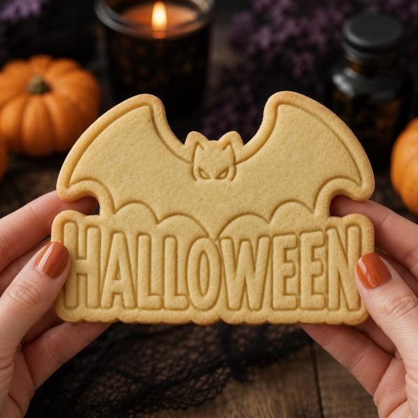 Alternative view of Halloween Bat Cookie Cutter & Stamp – Spooky Sugar Cookie Decorating Tool