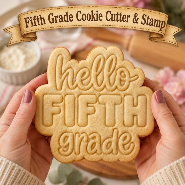 Hello Fifth Grade Cookie Cutter & Stamp | Back to School Cookie Cutter | Teacher Gift | First Day Cookies
