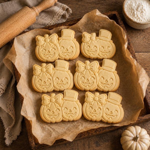 Cute Pumpkin Couple Cookie Cutter with Stamp | Halloween Cookie Cutter | Jack O Lantern Cookie Cutter | Fall Baking Gift - Image 3
