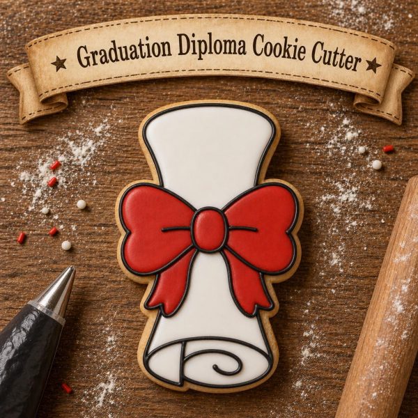 Graduation Diploma Cookie Cutter – Scroll with Bow, School Celebration