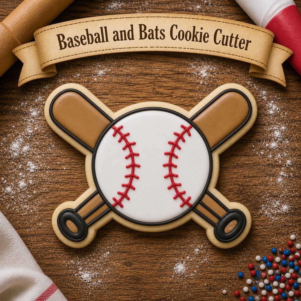Baseball with crossed bats Cookie Cutter – 3D Printed