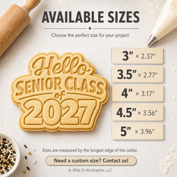 Senior Class of 2027 Cookie Cutter & Stamp | Back to School Baking Tool - Image 4