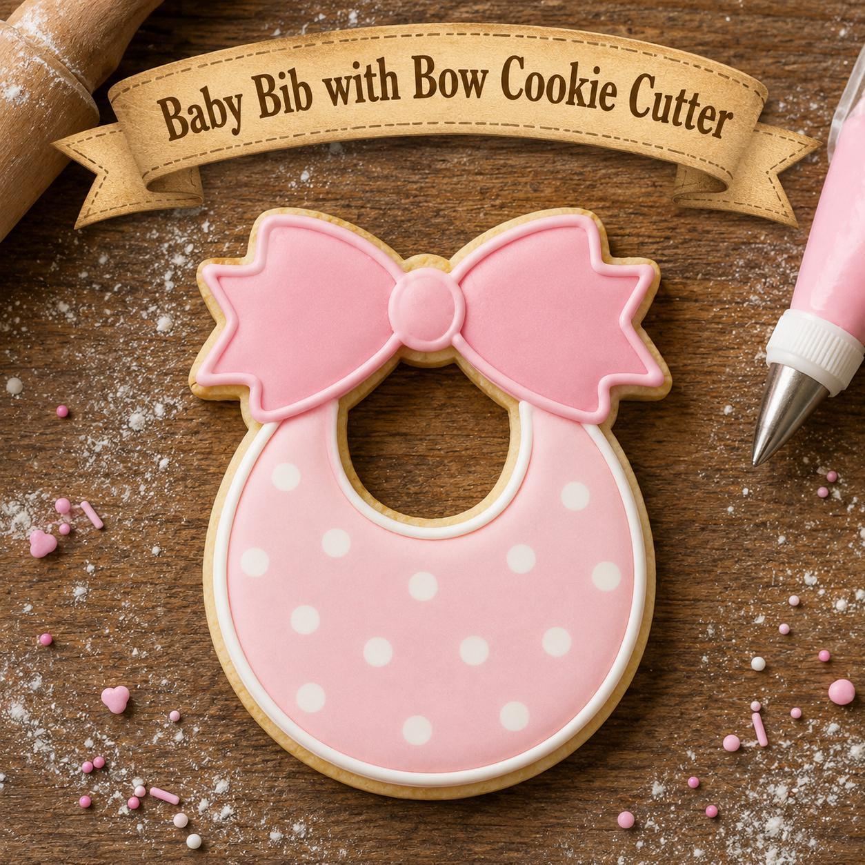 Baby Bib Cookie Cutter | Baby Shower Cookie Cutter | New Baby Cookies | Gender Reveal Cookie Cutter | Baby Sprinkle - Image 2