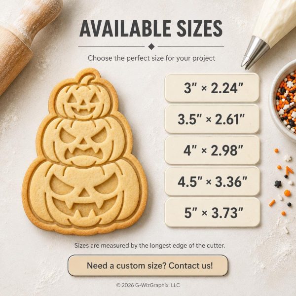 Spooky Pumpkin Stack Cookie Cutter & Stamp | Halloween Baking Tool (3D Printed) - Image 4