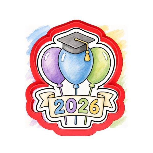 Alternative view of Graduation Balloons 2026 Cookie Cutter, Class of 2026, Grad Party Cookies, Graduation Baking Tool, Fondant Cutter