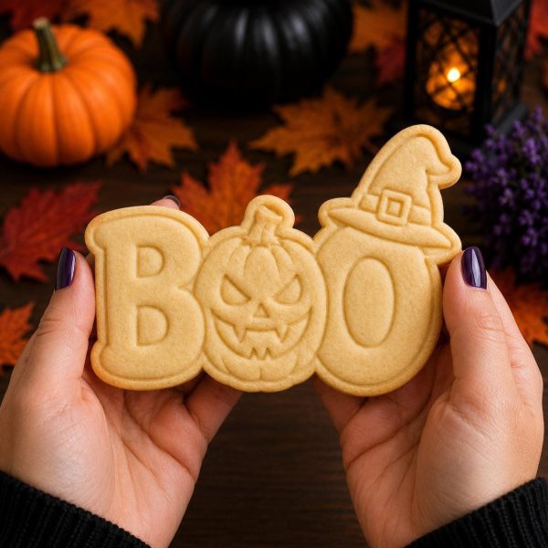 Alternative view of Spooky BOO Cookie Cutter and Stamp | Halloween Jack O' Lantern Witch Hat Cookie Tool