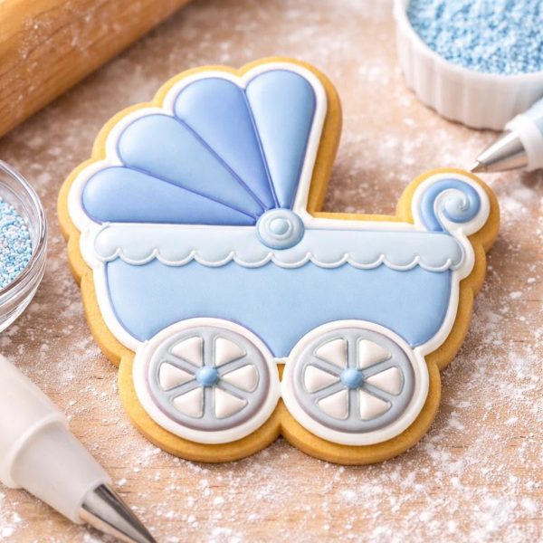 Baby Carriage Cookie Cutter – Vintage Stroller Shape for Showers