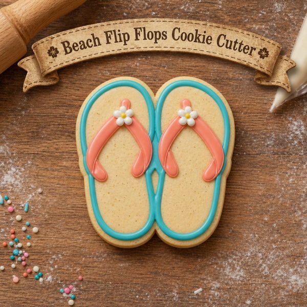 Flip Flops Cookie Cutter, Summer Cookie Cutter, Beach Theme Cookies, Pool Party, Tropical Baking, Fondant Cutter, Sandal Shape