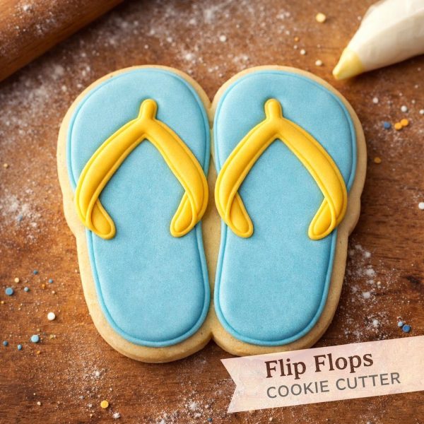 Alternative view of Flip Flops Cookie Cutter, Summer Cookie Cutter, Beach Theme Cookies, Pool Party, Tropical Baking, Fondant Cutter, Sandal Shape