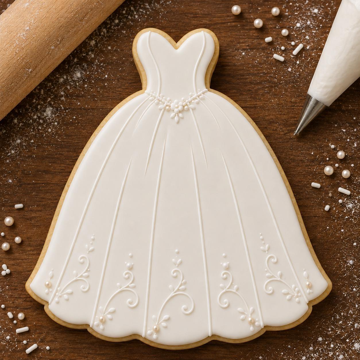 Wedding Dress Cookie Cutter Stamp | Bridal Shower, Wedding Favor Baking Tool - Image 3
