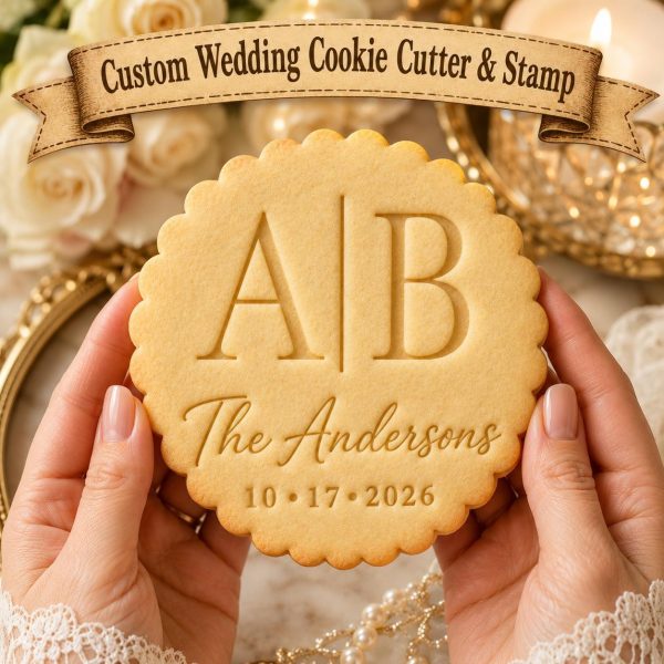 Personalized Wedding Monogram Cookie Cutter & Stamp | Custom Initial Wedding Cookies | Bridal Shower | Wedding Favor | Engagement