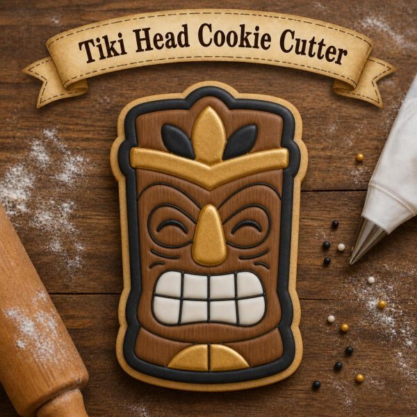 Tiki Head Cookie Cutter, Tiki Stamp Cutter, Luau Cookie Cutter, Hawaiian Cookie Cutter, Tropical Cookie Cutter, Cutter + Stamp