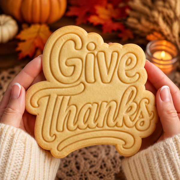 Give Thanks Cookie Cutter & Stamp | Thanksgiving Cookie Cutter | Fall Baking Tool | Holiday Cookies - Image 3