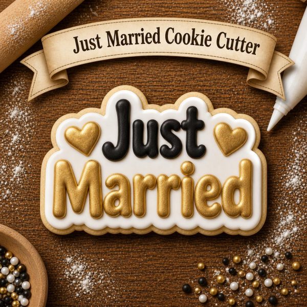 Just Married Cookie Cutter – Wedding Cookie Cutter – Bridal Shower Cookies – Engagement Party – Wedding Favor – Fondant Cutter – 3D Printed