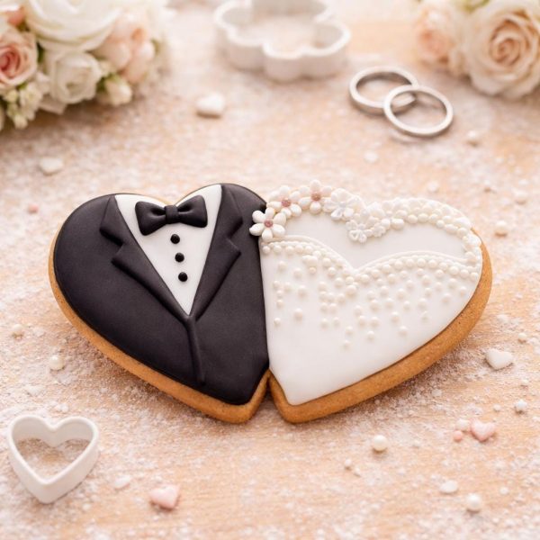 Alternative view of Double Heart Cookie Cutter – Wedding, Valentine, Tuxedo Cookies – PLA