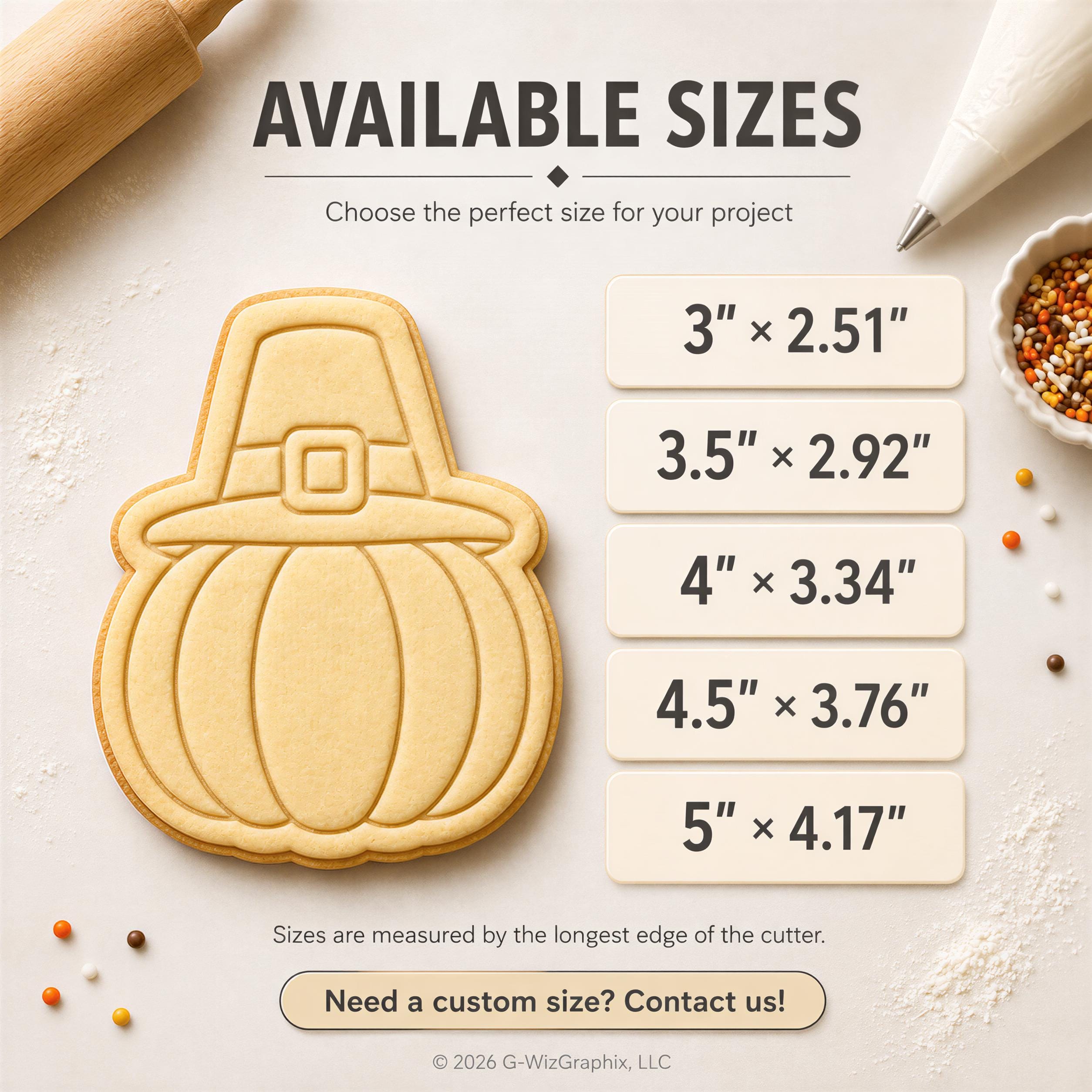 Pumpkin Pilgrim Hat Cookie Cutter & Stamp | Thanksgiving Baking | Fall Cookie Decorating - Image 3