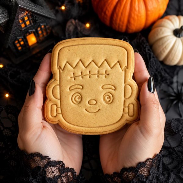 Alternative view of Frankenstein Cookie Cutter with Stamp | Halloween Cookie Cutter | Frankie Cookie Cutter | Spooky Cookie Stamp | Halloween Baking