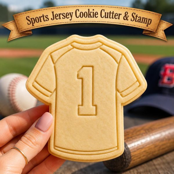Personalized Sports Jersey Cookie Cutter with Stamp | Custom Jersey Number Cookie Cutter | Team Birthday Cookies | Football Baseball Soccer