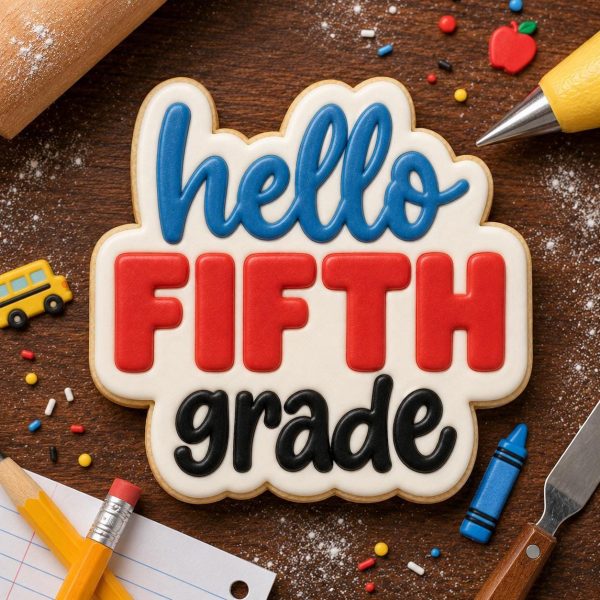 Hello Fifth Grade Cookie Cutter & Stamp | Back to School Cookie Cutter | Teacher Gift | First Day Cookies - Image 3