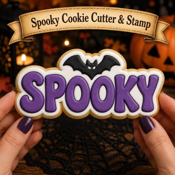 Spooky Cookie Cutter & Stamp | Halloween Cookie Cutter | Ghost Party Cookies | Royal Icing Cutter | Fondant Cutter | 3D Printed