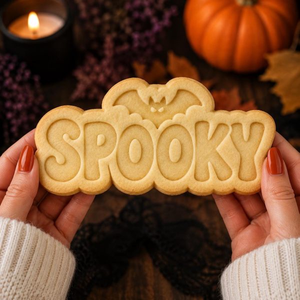 Alternative view of Spooky Cookie Cutter & Stamp | Halloween Cookie Cutter | Ghost Party Cookies | Royal Icing Cutter | Fondant Cutter | 3D Printed
