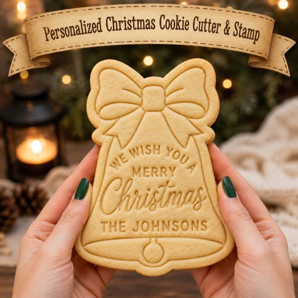 Personalized Christmas Bell Cookie Cutter and Stamp | Custom Family Christmas Cookie Cutter | Personalized Holiday Baking Gift