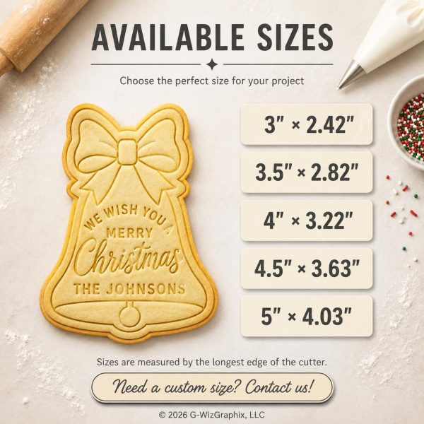 Personalized Christmas Bell Cookie Cutter and Stamp | Custom Family Christmas Cookie Cutter | Personalized Holiday Baking Gift - Image 3