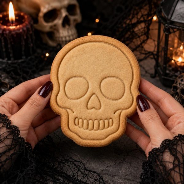 Alternative view of Sugar Skull Cookie Cutter with Stamp | Day of the Dead Cookie Cutter | Dia de los Muertos Baking Tool