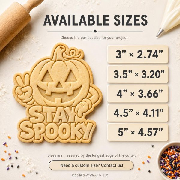 Stay Spooky Pumpkin Cookie Cutter & Stamp, Halloween Jack O Lantern Cookie Cutter, Spooky Season Baking Tool - Image 3