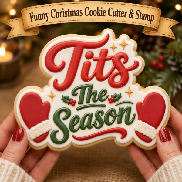 Tits The Season Christmas Cookie Cutter & Stamp, Funny Adult Christmas Cookie Cutter, Holiday Baking Gift