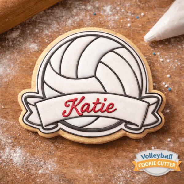 Volleyball with Banner Cookie Cutter – Sports Cookie Cutter – Custom Name Cookie - 3D Printed - Image 3