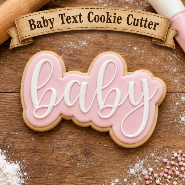 BABY Script Text Cookie Cutter – Baby Shower Cookies, 3D Printed