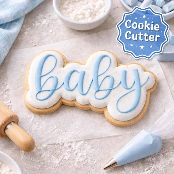 Alternative view of BABY Script Text Cookie Cutter – Baby Shower Cookies, 3D Printed