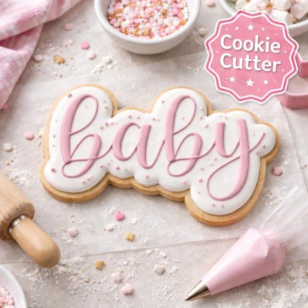 BABY Script Text Cookie Cutter – Baby Shower Cookies, 3D Printed - Image 3