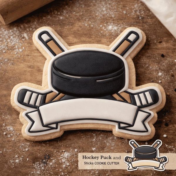 Alternative view of Hockey Puck Cookie Cutter with Name Banner – Sports Cookie Cutter – Theme Cookies – 3D Printed
